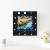 ローマ6:23 開いた海の上を飛ぶアヒルの群れとともに スクエア壁時計 (ホーム)