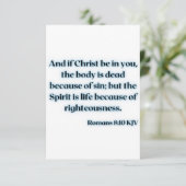 ローマ8:10 KJVバイブル聖なる書物、 経典グリーティングカード カード (スタンド正面)