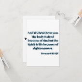 ローマ8:10 KJVバイブル聖なる書物、 経典グリーティングカード カード (正面/裏面インサイチュ)