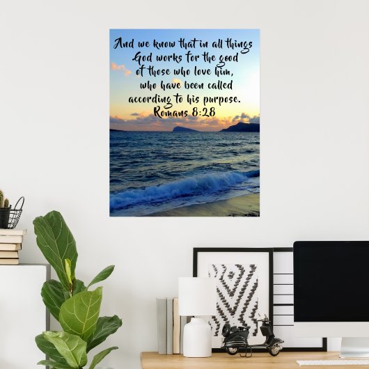 ローマ8:28わたしたちは、すべてのことにおいてクリスチャンであることを知っている ポスター (ホームオフィス)
