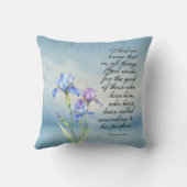 ローマ8:28アイリスの水色 クッション (裏面)