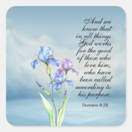 ローマ8:28アイリスの水色 スクエアシール