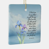 ローマ8:28アイリスの水色 セラミックオーナメント (右)