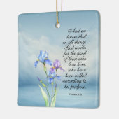 ローマ8:28アイリスの水色 セラミックオーナメント (左)
