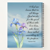 ローマ8:28アイリスの水色 ノートブック (裏面)