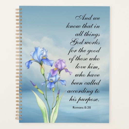 ローマ8:28アイリスの水色 プランナー手帳 (正面)