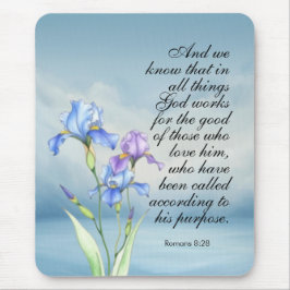 ローマ8:28アイリスの水色 マウスパッド