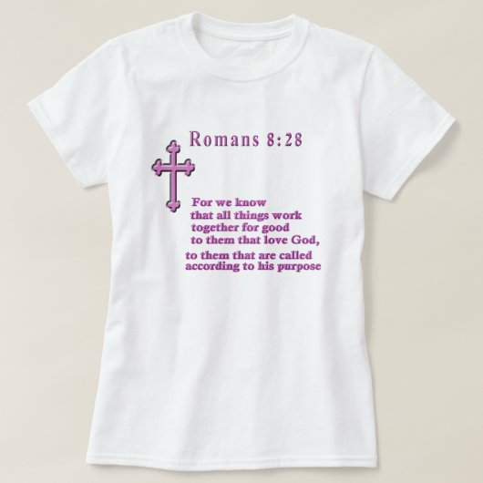 ローマ8:28キリスト教服 Tシャツ (デザイン正面)