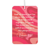 ローマ8:28クリスチャンやる気を起こさせる聖なる書物、 経典 カーエアーフレッシュナー (正面)