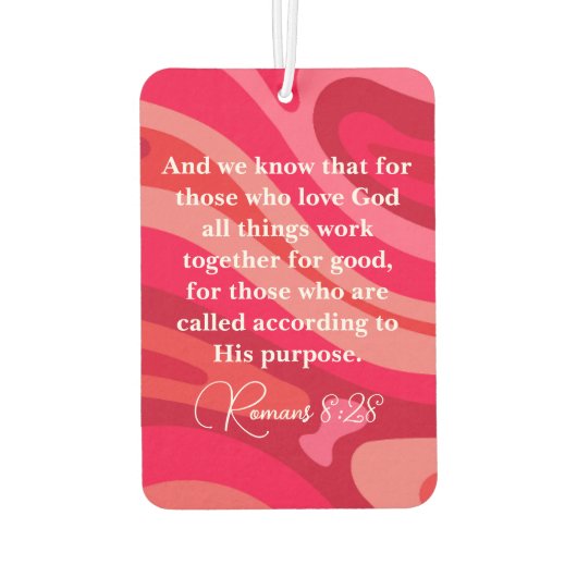 ローマ8:28クリスチャンやる気を起こさせる聖なる書物、 経典 カーエアーフレッシュナー (裏面)