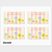 ローマ8:28ピンクのストライプ引用文と花のキリスト教 長方形シール (シート)