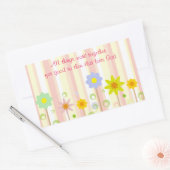 ローマ8:28ピンクのストライプ引用文と花のキリスト教 長方形シール (封筒)