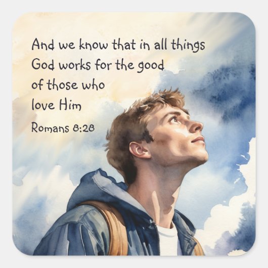 ローマ8:28万物は善のために共に働く スクエアシール (正面)