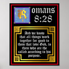 ローマ8 28照光文字KJV聖書の聖句 ポスター