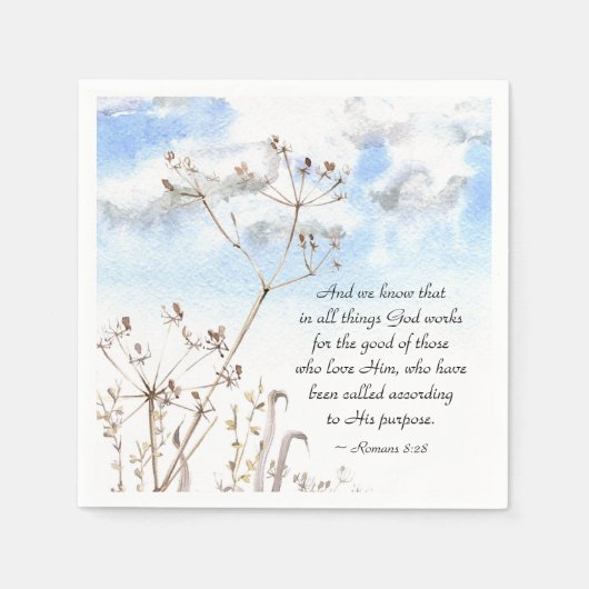 ローマ8:28神が善のために働くすべてのもの スタンダードカクテルナプキン (正面)
