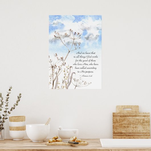 ローマ8:28神が善のために働くすべてのもの ポスター (キッチン)