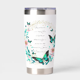 ローマ8:28花と蝶パーソナライズされた 保温保冷タンブラー