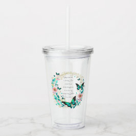ローマ8:28花と蝶 アクリルタンブラー
