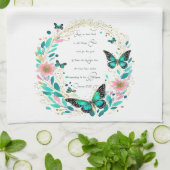 ローマ8:28花と蝶 キッチンタオル (折り畳み)