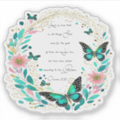 ローマ8:28花と蝶 シール (正面)