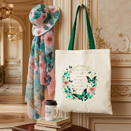 ローマ8:28花と蝶 トートバッグ