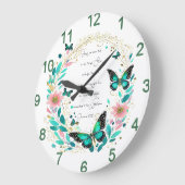 ローマ8:28花と蝶 ラージ壁時計 (傾斜)