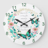 ローマ8:28花と蝶 ラージ壁時計 (正面)
