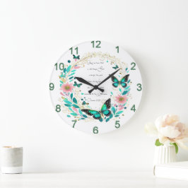 ローマ8:28花と蝶 ラージ壁時計