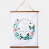 ローマ8:28花と蝶 吊り下げ型タペストリー (正面)