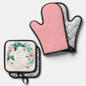 ローマ8:28花と蝶 鍋つかみ&鍋敷きセット (正面/裏面)