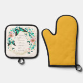 ローマ8:28花と蝶 鍋つかみ&鍋敷きセット (正面)