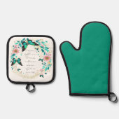 ローマ8:28花と蝶 鍋つかみ&鍋敷きセット (正面)