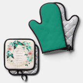 ローマ8:28花と蝶 鍋つかみ&鍋敷きセット (正面/裏面)