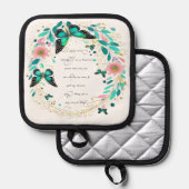 ローマ8:28花と蝶 鍋敷き (正面/裏面)