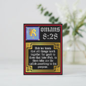 ローマ8 28金ゴールド照光文字聖書引用文 シーズンポストカード (スタンド正面)