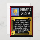 ローマ8 28金ゴールド照光文字聖書引用文 シーズンポストカード (正面/裏面)