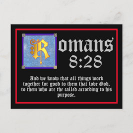 ローマ8 28金ゴールド照光文字聖書引用文 ポストカード
