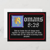 ローマ8 28金ゴールド照光文字聖書引用文 ポストカード (正面/裏面)