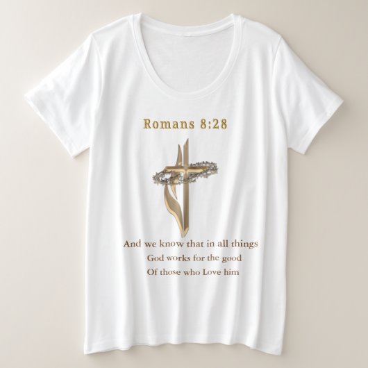 ローマ8:28 プラスサイズTシャツ (デザイン正面)