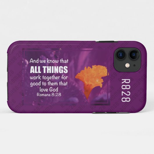 ローマ8:28 | ALL THINGS WORK TOGETHER PURPLE Case-Mate iPhoneケース (裏面(横))