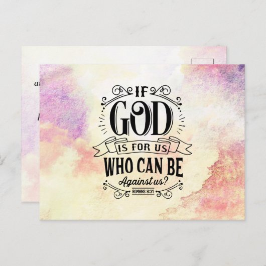 ローマ8:31神もしは私たちに敵対できる私たちのためにある ポストカード (正面/裏面)
