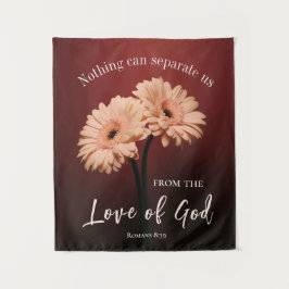 ローマ8 39神への愛バイブル聖句ピンクブラウン タペストリー