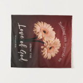 ローマ8 39神への愛バイブル聖句ピンクブラウン タペストリー (正面(横))