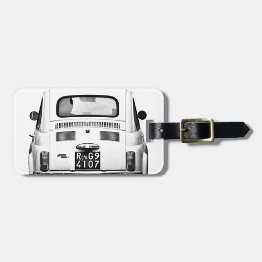 ローマ、イタリアのフィアット500 ラゲッジタグ (正面横)