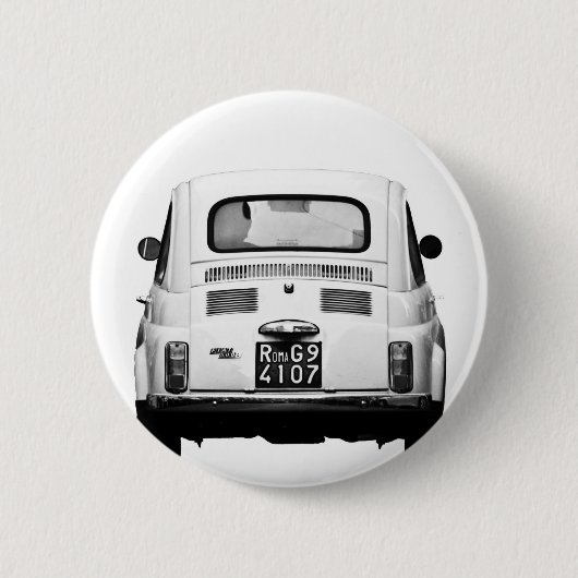 ローマ、イタリアのフィアット500 缶バッジ (正面)