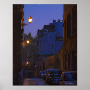 ローマ、イタリアの夜の通り ポスター