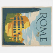 ローマ、イタリアコロッセオ フリースブランケット (正面(横))