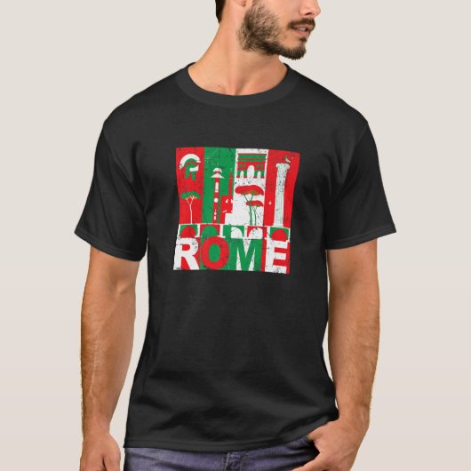 ローマ・イタリア文化建築ローマ・イタリア国旗 Tシャツ (正面)