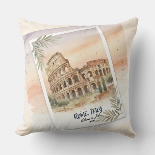 ローマ・イタリア新婚旅行または休暇の記念品 クッション (正面)