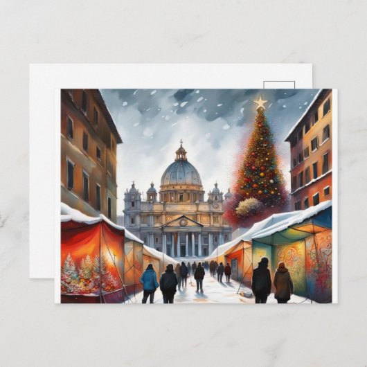 ローマ、イタリア – クリスマス – 冬のポストカード ポストカード (正面/裏面)